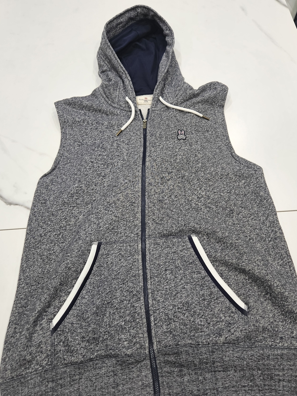 Sleeveless Hooded Zip-Up Jacket - Gray